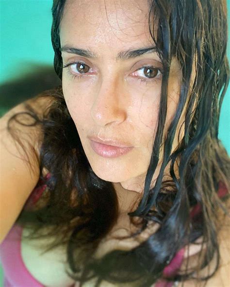 salma hayek shares glowing makeup free selfie