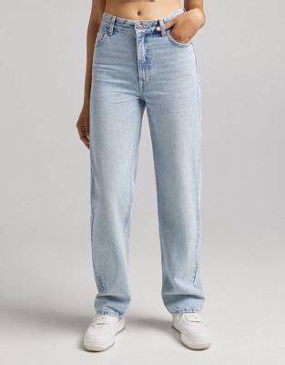 bershka dad jeans met hoge taille  bleekwassing asos