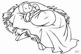 Coloring Pages Jesus Manger Baby Printable Drawing sketch template