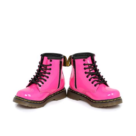 dr martens hot pink brooklee kids leather boots sizes   ebay