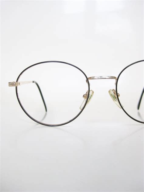 vintage black round eyeglasses 1980s wire rim glasses womens