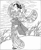 Colouring Ukiyo Woodblock Doverpublications Dover Japonais Asie Doodle Adulte Oriental Chinois Japonaise Cleverpedia sketch template