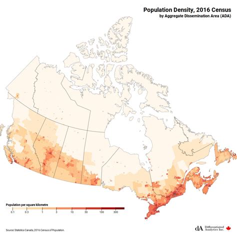 population density  canada  vivid maps