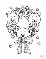 Coloring Christmas Wreath Pages Teddy Advent Bears Printable Bear Drawing Para Navidad Dibujos Color Supercoloring Print Calendar Silhouettes sketch template