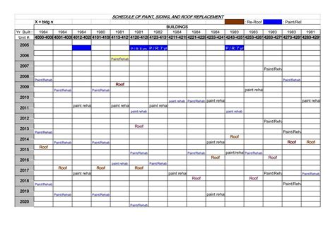 building maintenance schedule template excel xlts building