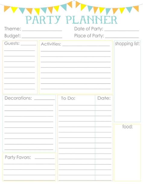 birthday party planner printable planner birthday party planner party planning printable