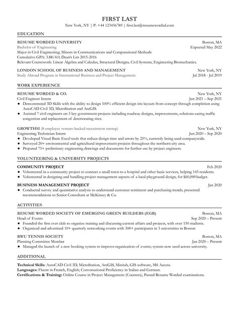 civil engineer resume examples   resume worded