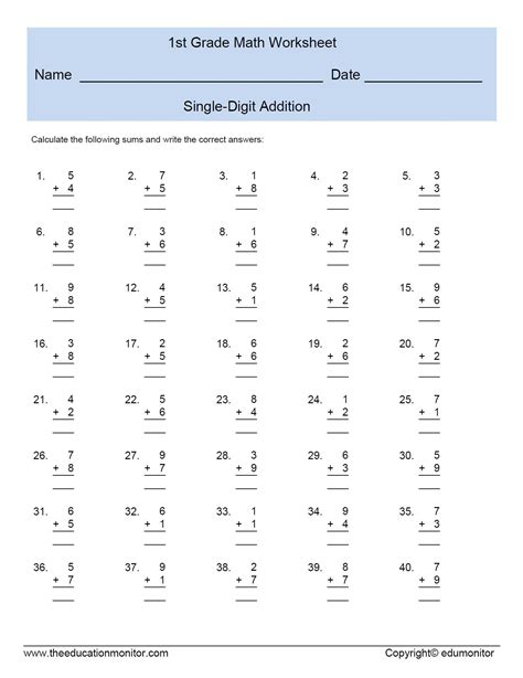 basic addition worksheets  kids
