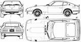 Datsun 240z Fairlady Nissan Blueprints Drawing S30 3d Car Cars sketch template