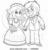 Coloring Wedding Couple Hands Holding Outline Pages Clipart Clip Illustration Drawing Vector Royalty Visekart Colouring Printable Couples Book Dinosaur Rf sketch template