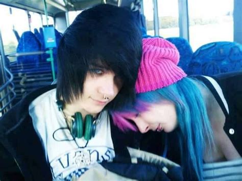 this cute emo people and i love the girls hair cute