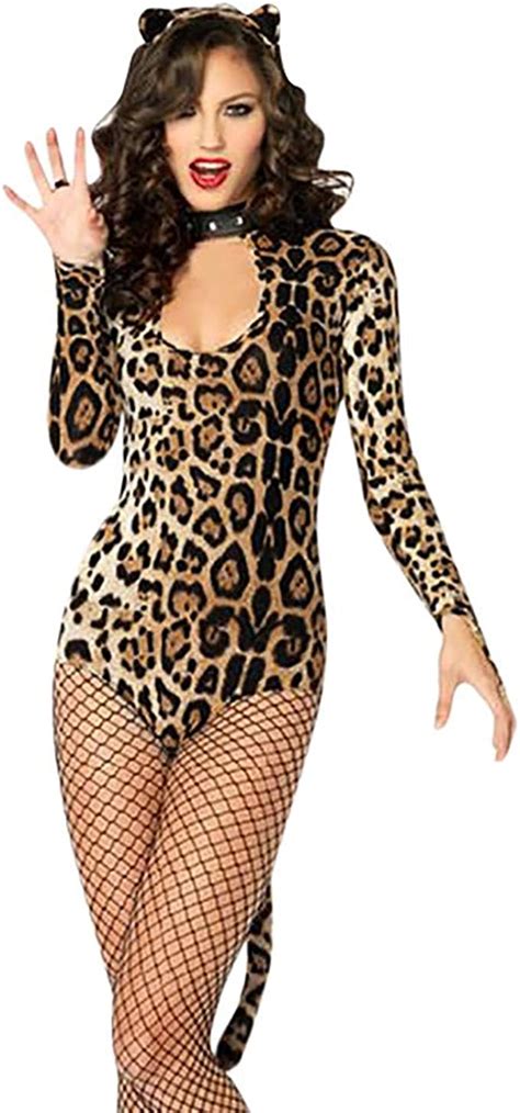 uoknice sale sexy women s 3 piece cougar cosplay leopard print catwoman