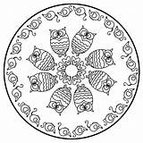Mandala Mandalas Animals Owls Color Coloring Easy Cute Circle Pages Drawing Coloriage Hibou Un Animaux Relaxing Facile Imprimer Animal Zen sketch template