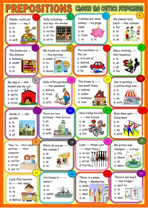 worksheets prepositions curriculum vitae