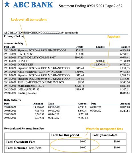 easy read bank statement