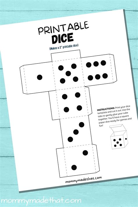 printable dice template    paper dice