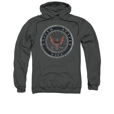 navy rough emblem gray pullover hoodie