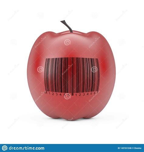 fresh red apple  bar code  rendering stock illustration illustration  healthy