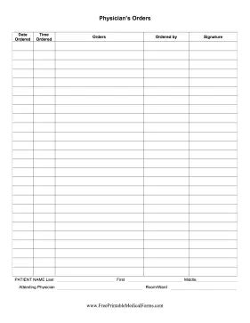 printable physicians orders