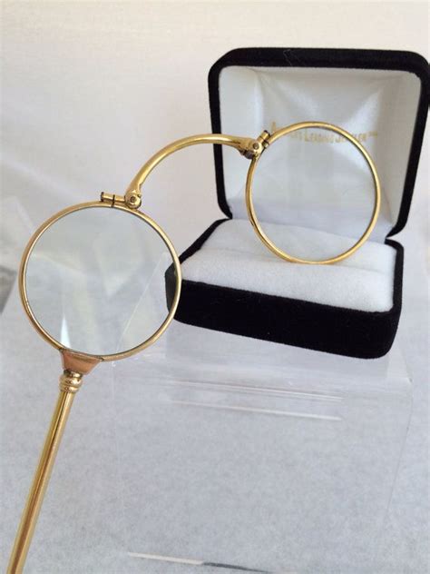 14k solid fine gold lorgnette opera folding antique eye glasses circa