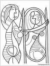 Pablo Before Mirror Girl Pages Picasso Coloring Printable Color sketch template