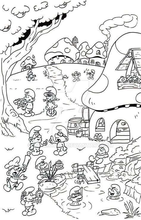 smurfs  lost village coloring pages
