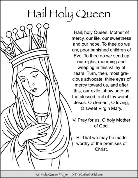 hail holy queen prayer coloring page thecatholickidcom