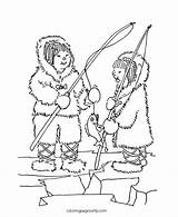 Eskimo Pole Kleurplaten Kleurplaat Kolorowanki Iglo Zimowy Czas Pescuit Eskimos Esquimales Vissende Dzieci Colorat Planse Igloo Clopotel Coloringhome Proyecto Plansa sketch template