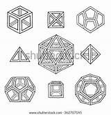 Icosahedron Vector Drawn Outline Hand Stock Shutterstock Dodecahedron Tetrahedron Illustrations sketch template