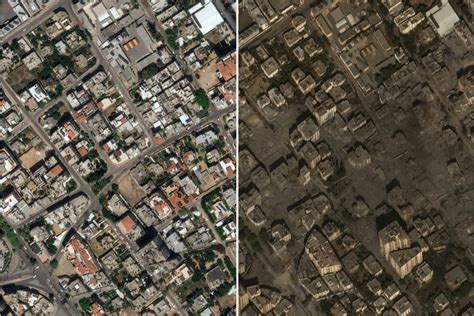 gaza    satellite  show devastation  israeli strikes