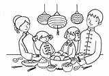 Chinese Year Coloring Family Feast Symbols Happy Color Netart sketch template