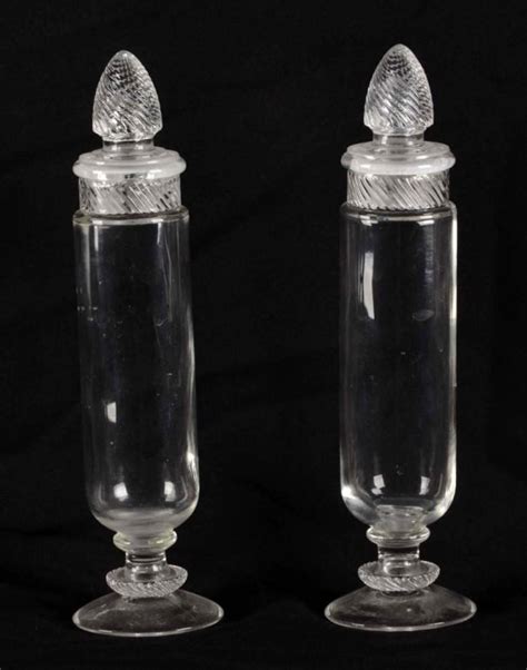 Lot Of 2 Glass Apothecary Candy Jars With Lids