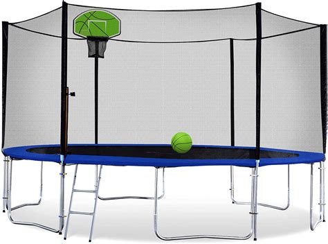 exacme backyard trampoline  basketball hoop  outer enclosure high weight limit