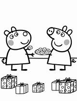 Peppa Pig Coloring Pages Suzy Printable Gives Cookies Colouring Christmas Color Sheets Print Drawing Super Family Kids Supercoloring Characters Categories sketch template