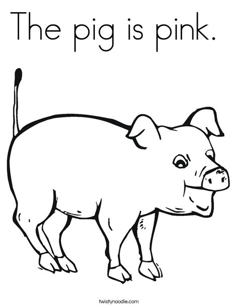 pig  pink coloring page twisty noodle