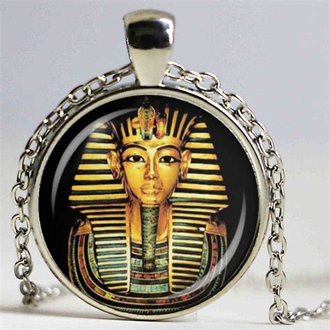 Egyptian Pharaoh Glass Dome Pendant Necklace Ancient Egypt Tutankhamun