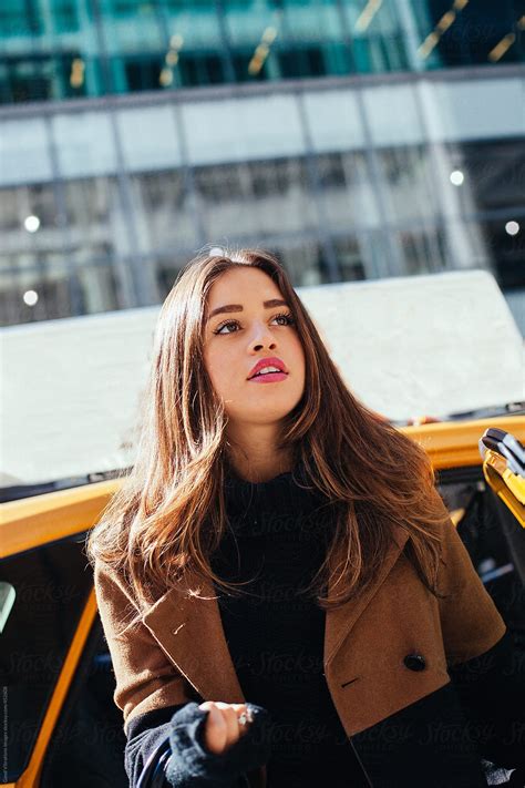 beautiful woman   taxi   york city  stocksy contributor