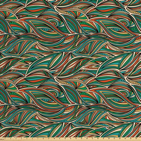 abstract fabric   yard colorful composition  swirled lines