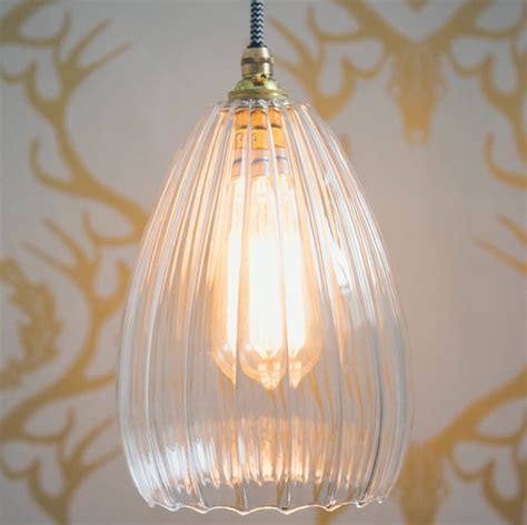 clear ribbed glass molly pendant light by glow lighting