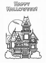 Coloring Halloween Haunted House Happy Houses Pages Color Kids Comments sketch template