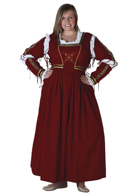 Plus Size Dark Red Renaissance Dress Womens Renaissance