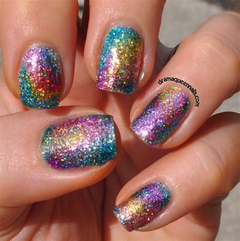 drama queen nails rainbow sparkle nails  fun lacquer