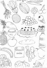 Alimentos Saludables Comidas Paracolorear sketch template