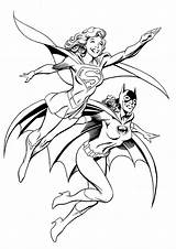Coloring Pages Batgirl Supergirl Batwoman Printable Fly Kids Superheroes Super Girl Superhero Color Batman Print Girls Duo Deadly Book Woman sketch template
