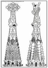 Sagrada Gaudi Architectures Barcelona Towers sketch template