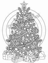 Christmas Coloring Intricate Pages Adult Tree Printable Color Getcolorings Print sketch template