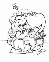Coloring Valentine Valentines Pages Printable Kids Sheets Printables Cartoon Bear Colouring Bestcoloringpagesforkids February Children Valenti sketch template
