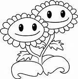 Coloring Sunflower Twin Zombies Vs Plants Pages Smiling Printable Kids Categories Coloringpages101 sketch template