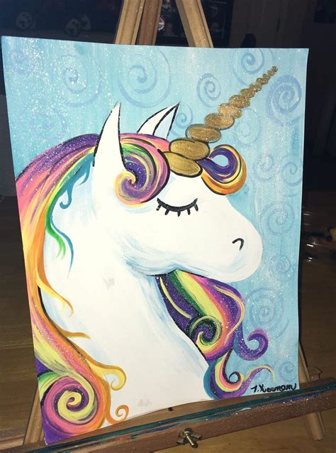 paint  rainbow unicorn easy step  step painting unicorn