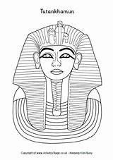 Tutankhamun Colouring Pages Egyptian Egypt Ancient Tut Coloring King Mask Template Sarcophagus Para Printable Kids Crafts Colorear Death Activityvillage Tutankamón sketch template